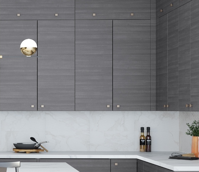 Modern kitchen cabinets, sleek kitchen design - if we showed you the actual wall hanging kits, it would be such a boring image
